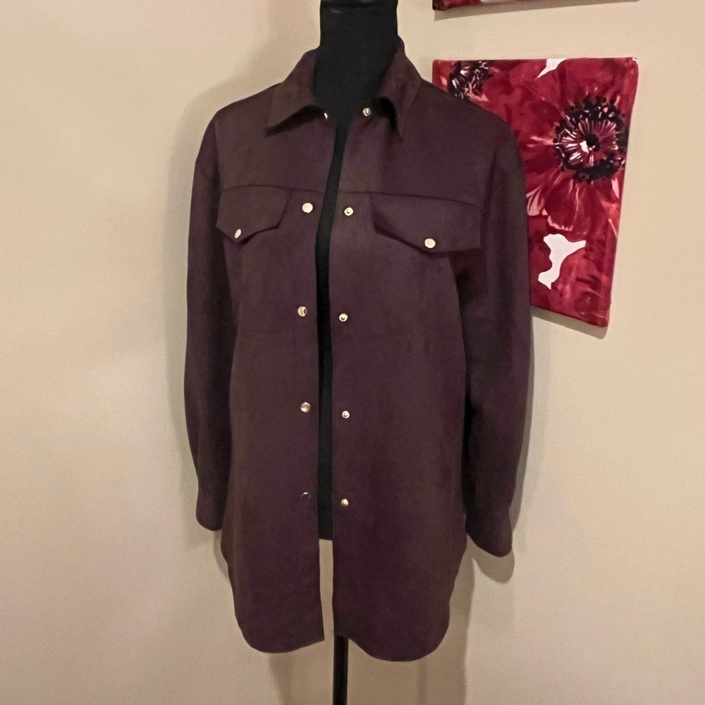 Truth Fax Suede Chocolate Brown Shacket, size XS
